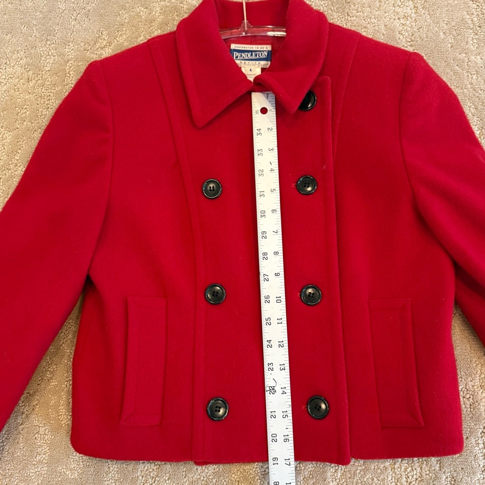 Pendleton Red Wool Cropped Jacket Petite 4 Double Breasted USA - Picture 8 of 11